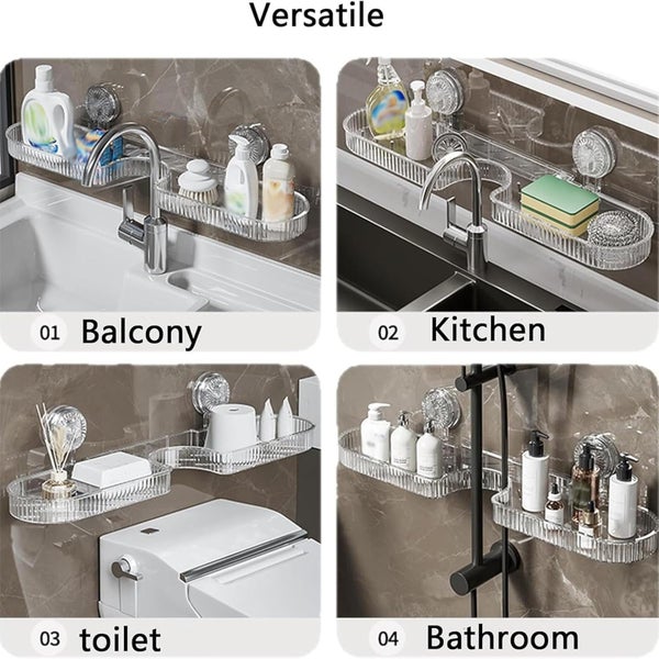 Luxorio Suction Bathroom Organizer, Shower Suction Organizer Rack Above Sin Carousel 7