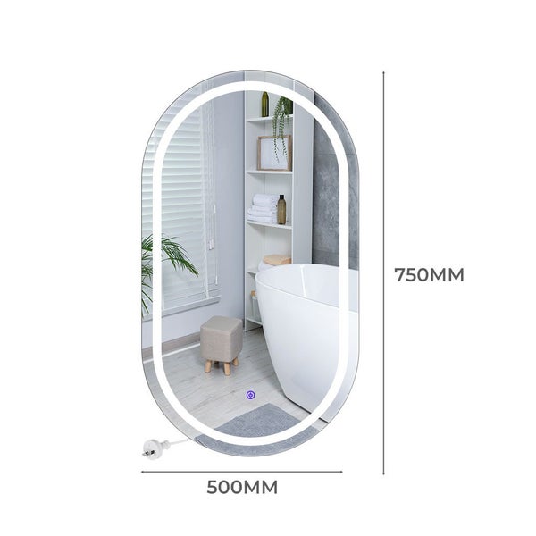 Emitto LED Wall Mirror Oval Anti-fog Bathroom Mirrors Makeup Light 50x75cm Carousel 2