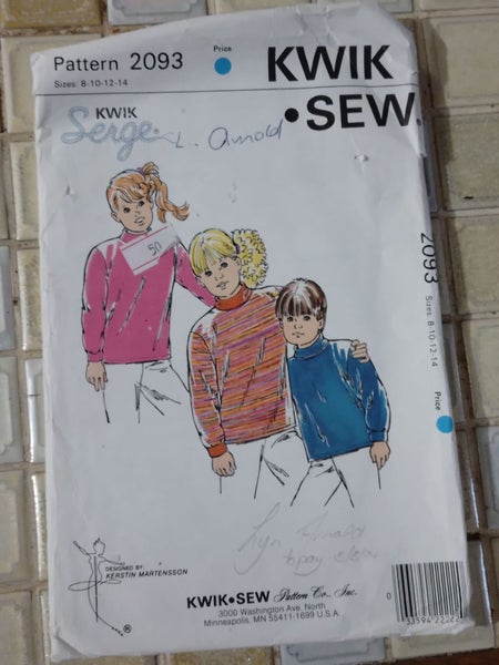 KWIK SEW 2093 BOYS & GIRLS TURTLE NECK SHIRTS SIZES 8 - 14 Carousel 1