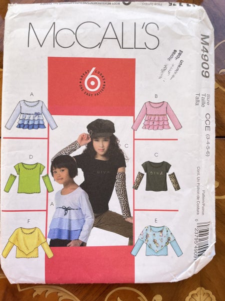 M4909 McCALL’S GIRLS TOPS 6 STYLES 3 4 5 6 Carousel 1