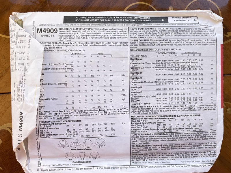 M4909 McCALL’S GIRLS TOPS 6 STYLES 3 4 5 6 Carousel 2