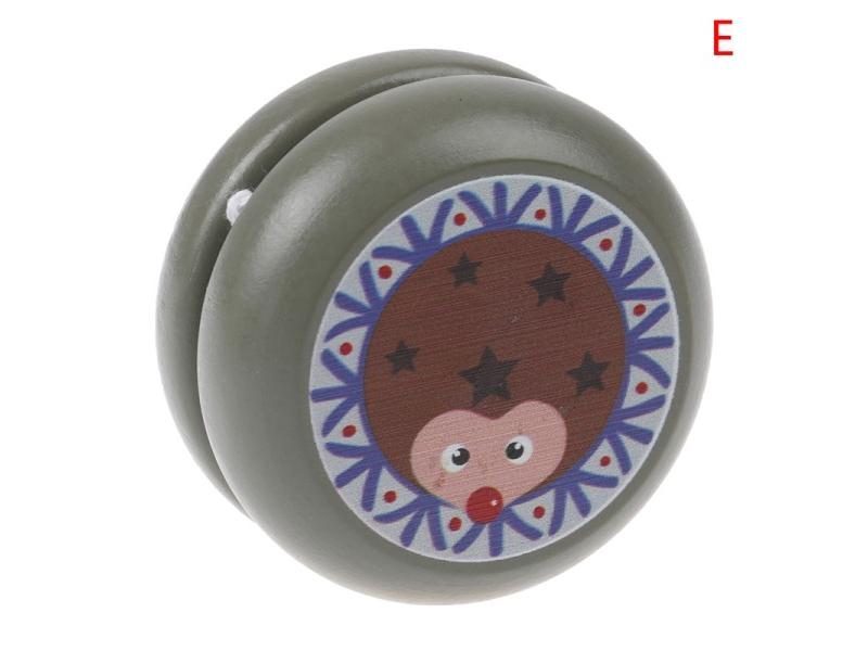 Children Yoyo Ball Cute Animal Prints Wooden Yoyo Toys Fox Owl Hedgehog Snails Carousel 2