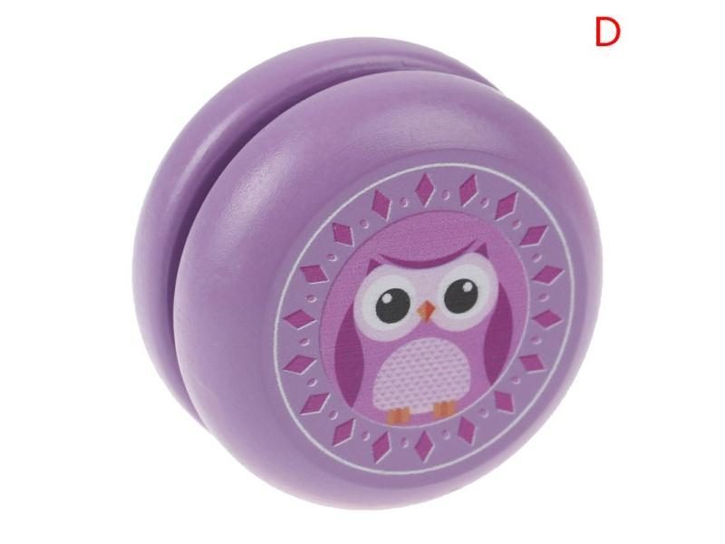 Children Yoyo Ball Cute Animal Prints Wooden Yoyo Toys Fox Owl Hedgehog Snails Carousel 3