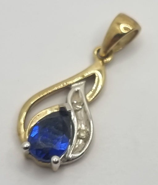 9CT YG SAPPHIRE & DIAMOND PENDANT #B21125481-2 Carousel 1