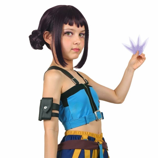 Short Black Purple Cosplay Wig with 2 Buns for Halloween Party Costume Carousel 2