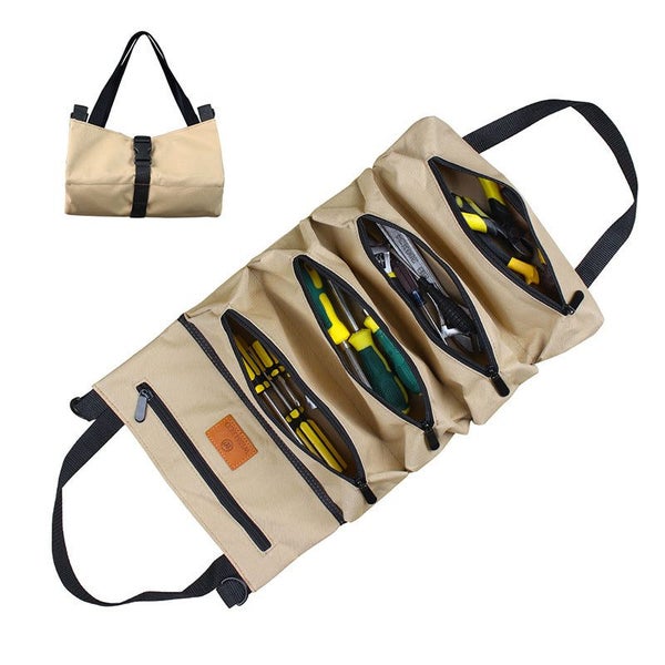 Elosung Heavy Duty Canvas Tool Roll Up Bag & Organizer Tote Multi Pocket Wrench Carousel 1