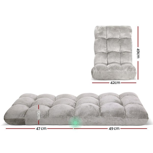 Artiss 2X Lounge Sofa Bed Flannel Fabric Grey Carousel 2