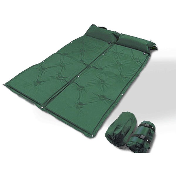 Bargene Double Self Inflating Mattress Camping Hiking Airbed Sleeping Pillow W/ Carousel 1