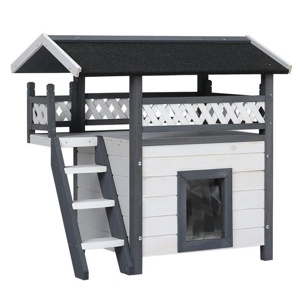I.Pet Outdoor Cat House Shelter 77Cm X 50Cm 73Cm Rabbit Hutch Wooden Condo Small Carousel 1