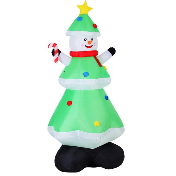 Jingle Jollys Christmas Inflatable Snowman Tree 2.75M Height Led Decorations Ill Carousel 1