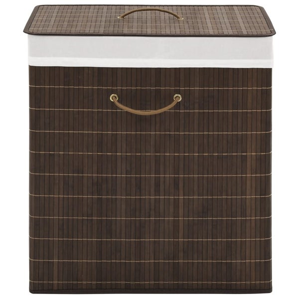 Vidaxl Bamboo Laundry Bin Rectangular Dark Brown Carousel 1