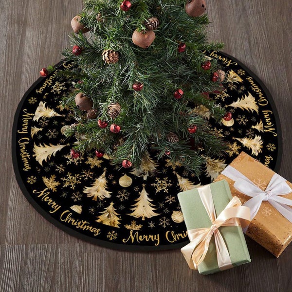 Christmas Tree Skirt White Polyester Tree Skirts for Xmas Decor, Party Fest Carousel 1