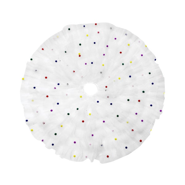Christmas Tree Skirt White Polyester Tree Skirts for Xmas Decor, Party Fest Carousel 2