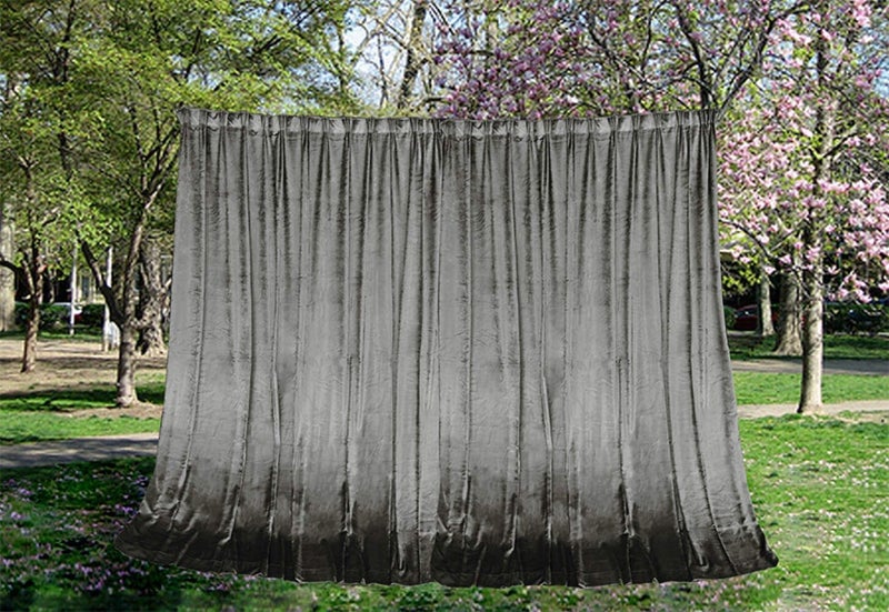 Large Thick Velvet Curtains Warp Knitted Velvet 540x270cm+Hooks Pinch Pleat Grey Carousel 2