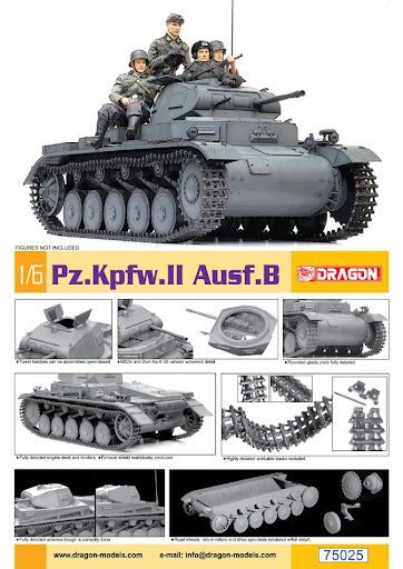 Dragon 1/6 Scale Pz.Kpfw. II Ausf. B 75025 Plastic Model Kit64662894971009110