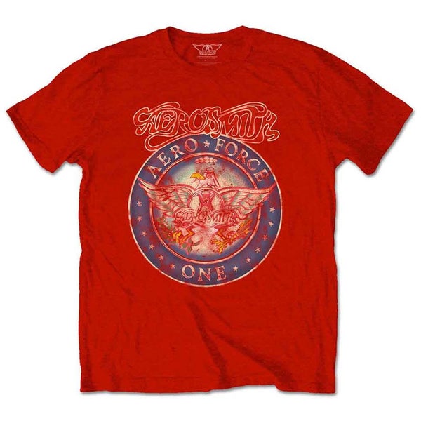 Aerosmith T Shirt Aero Force Band Logo new Official Mens Red Carousel 1