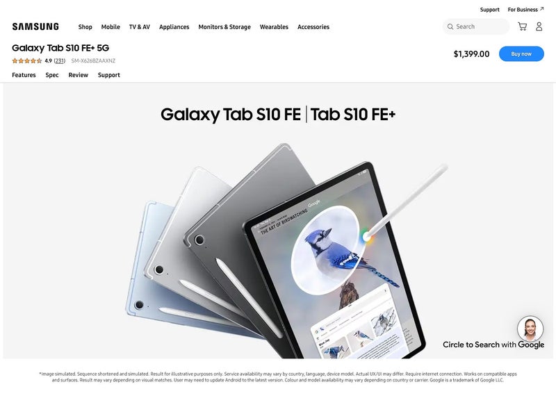 Samsung Galaxy Tab S10 FE+ 5G & WIFI 13.1" Tablet 8GB+128GB 2yr Warranty $500RRP Carousel 2