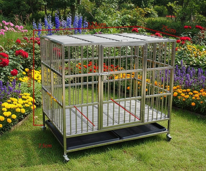 Collapsible Stainless Steel Pet Cage 124CM XX - Large with Wheels Carousel 1