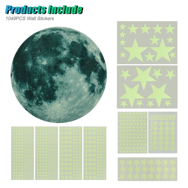 1049pcs Glow in The Dark Stars for Ceiling, Night Luminous Wall Stickers Ad Carousel 9