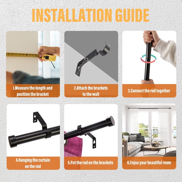 Window Curtain Rods for Windows 28, 48 to 120 Inches Adjustable Decorative Carousel 2