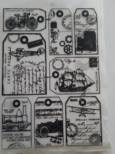 Little Things - Hand Stamped Steampunk Tags - Repurposed Green Card - 8 Pieces Carousel 2