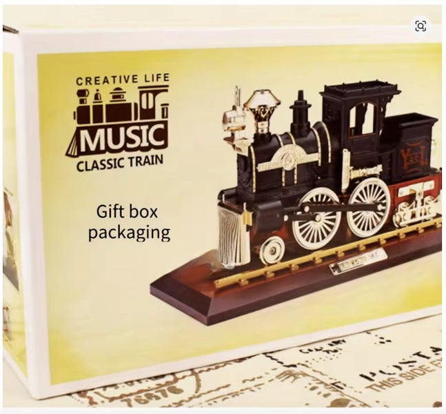 Locomotive Music Box Ornament Vintage Retro Train Model Home Decoration Gift Carousel 2
