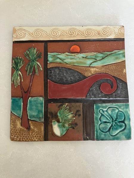 Fabulous large handmade tile - The Garden Party, Bush Series, Bx 0664631571003267110