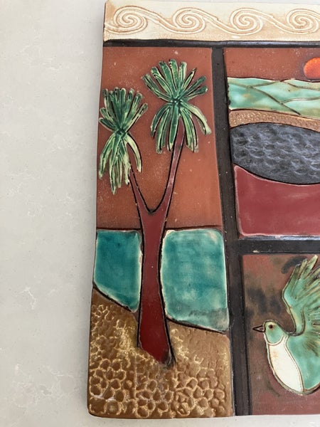 Fabulous large handmade tile - The Garden Party, Bush Series, Bx 0664631571003267111