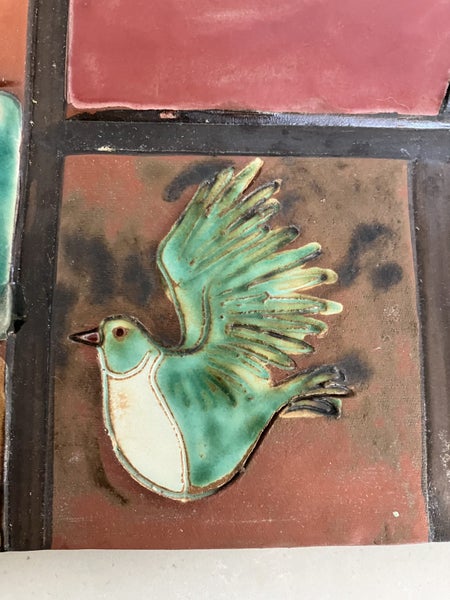 Fabulous large handmade tile - The Garden Party, Bush Series, Bx 0664631571003267112