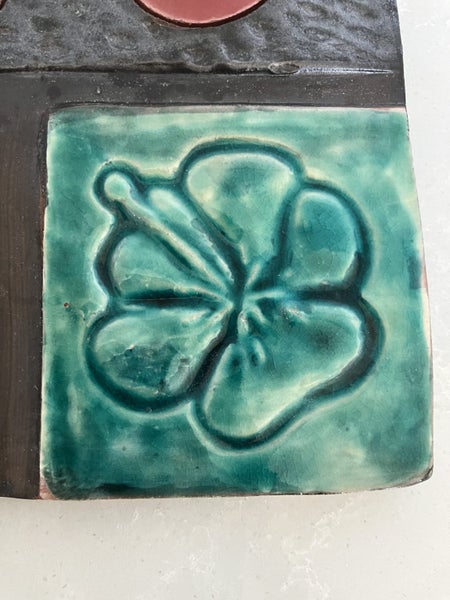 Fabulous large handmade tile - The Garden Party, Bush Series, Bx 0664631571003267113