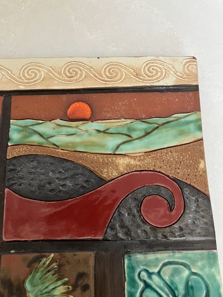 Fabulous large handmade tile - The Garden Party, Bush Series, Bx 0664631571003267114