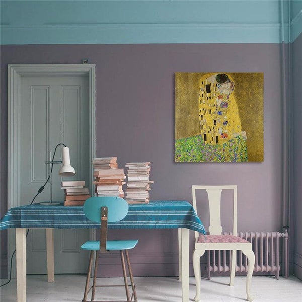 Framed $1 RESERVE 1 Panel Canvas Art Print - Gustav Klimt, The Kiss Carousel 2