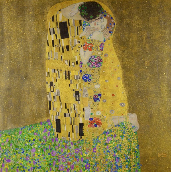 Framed $1 RESERVE 1 Panel Canvas Art Print - Gustav Klimt, The Kiss Carousel 1