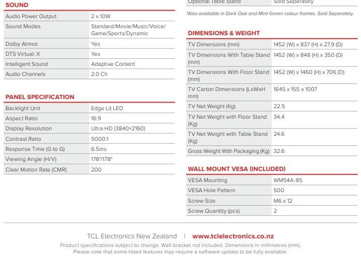 65" TCL NXT FRAME QLED Google TV64626832173827113