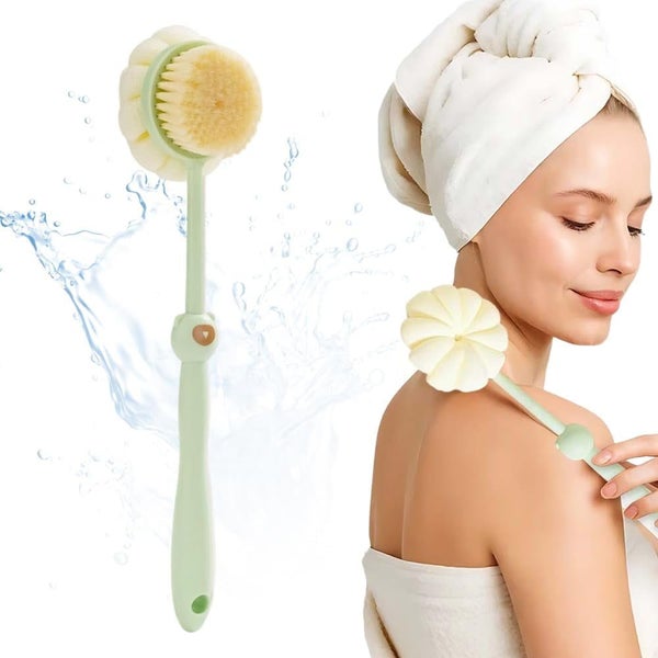 2-in-1 Bath Scrubber Back Brush, Two Sided Shower Body Brush Back Scrubber Carousel 1
