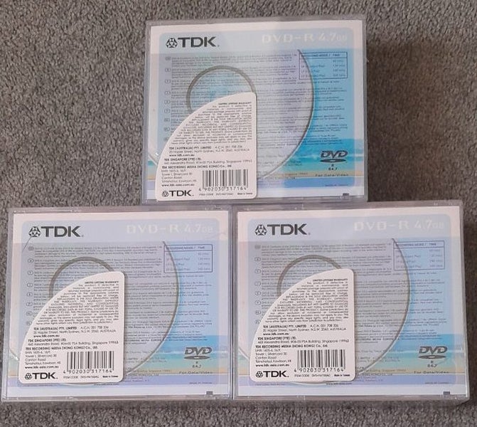3 x 5-pack TDK DVD-R discs with plastic cases (new/sealed) Carousel 2