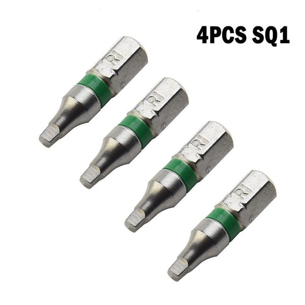 4 Pcs SQ1 25mm Screwdriver Bits Magnetic Square Head 6.35mm Hex Shank Carousel 1