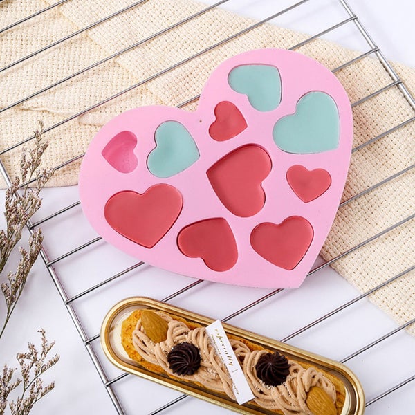 Pink Baking Mould English Heart Shaped Chocolate Baking Pan Valentine's Day Carousel 1