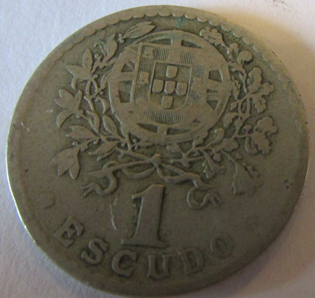 1930 Portugal One 1 Escudo Circulated Coin Copper Nickel Ungraded Scarce Carousel 2