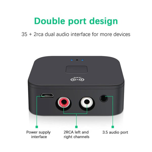 Bluetooth 5.0 Transmitter Receiver Wireless 3.5mm AUX NFC To 2 Audio Adapte Carousel 8