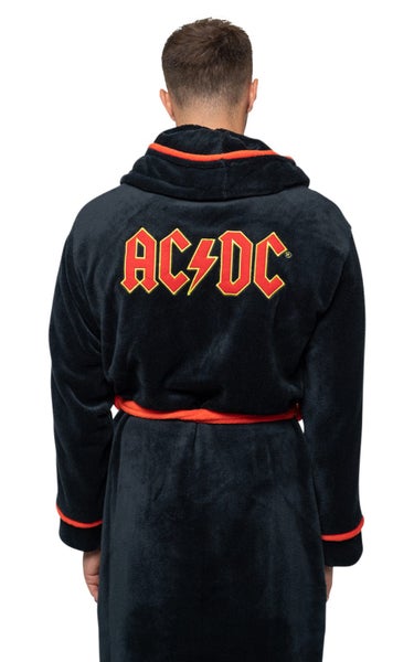 AC/DC Bathrobe Classic Band Logo new Official Black super soft fleece Unisex Carousel 2