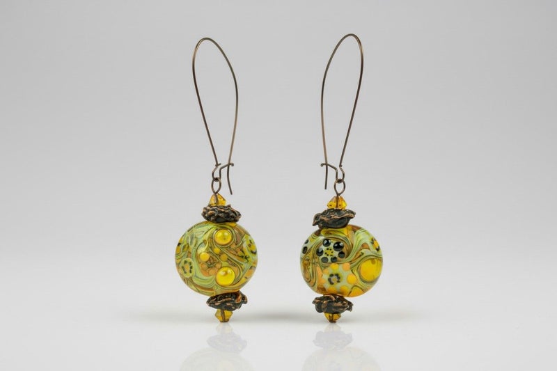 Venetian Glass and Aged Copper Earrings Carousel 1