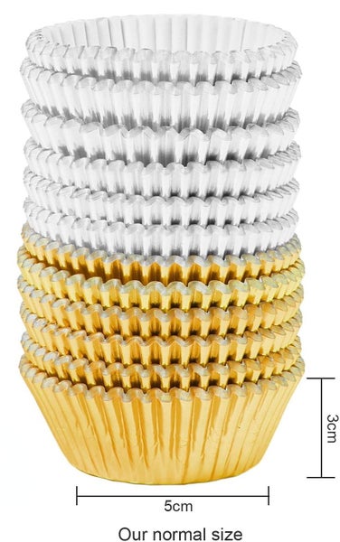600 Pieces Mini Foil Metallic Cupcake Liners Muffin Paper Cases Baking Cups Carousel 2