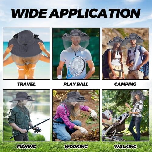 Wide Brim Sun Hat Men Women UV Protection Bucket Cap For Hiking Camping Fis Carousel 7