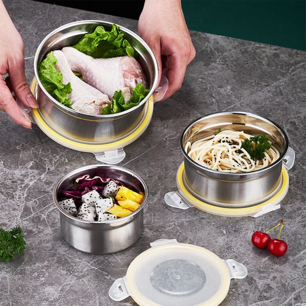 Stainless Steel Food Storage Containers, Stackable Bento with Lid, Airtight Carousel 1