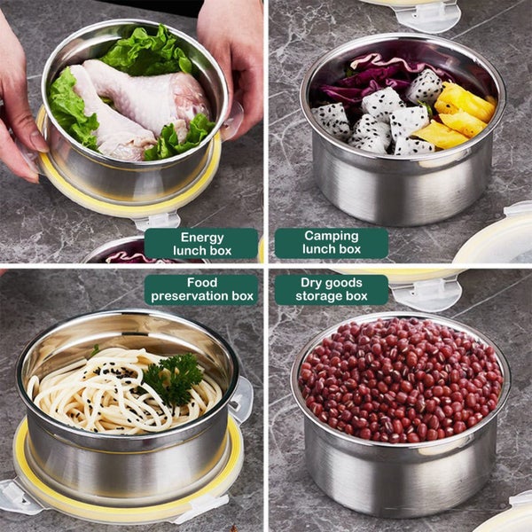 Stainless Steel Food Storage Containers, Stackable Bento with Lid, Airtight Carousel 6