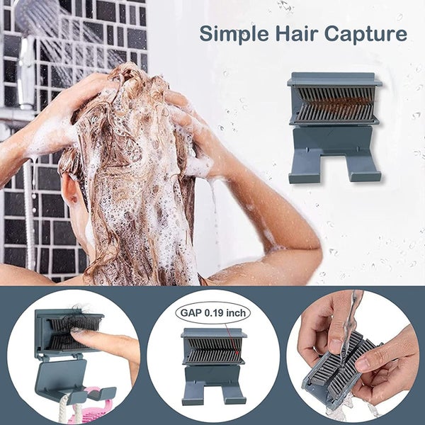Shower Hair Catcher Wall, Silicone Hair Catcher Wall 2 in 1 Hair Collector Carousel 2