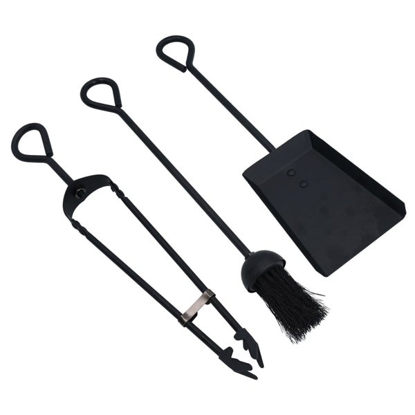 18" Loop Brush, Shovel & Tongs Fire Coal Wood Log Burner Steel Metal 450mm Carousel 1
