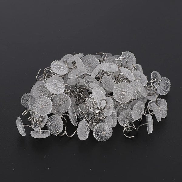 Sofa Bed Skirt Tack Pins, 100Pcs Stainless Steel ABS Clear Heads Bed Skirt Carousel 5