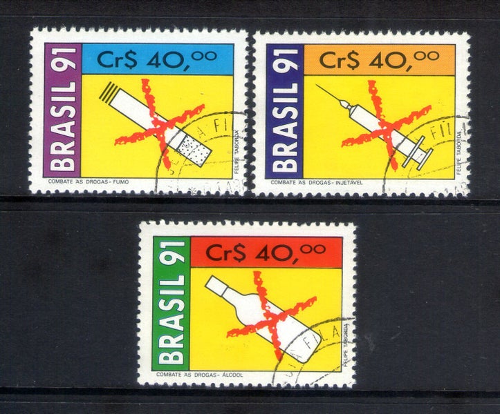 Brazil - 1991 Anti-Addiction Set (3) - VFU - 2474/6 Carousel 1